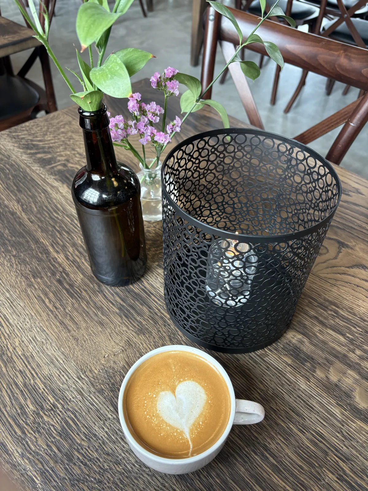 Flat white med hjertemønster