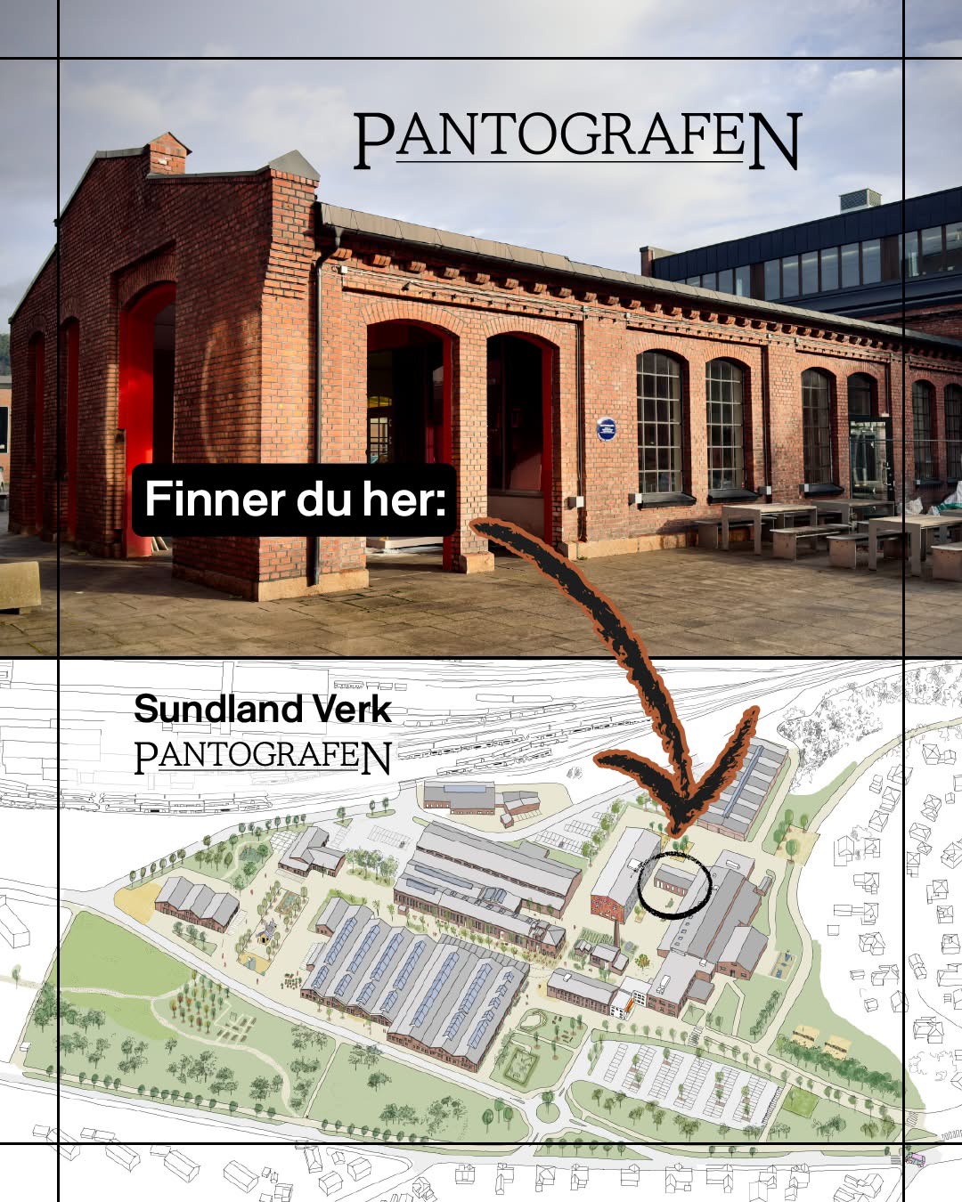 Pantografen på Sundland Verk — kart og bygning